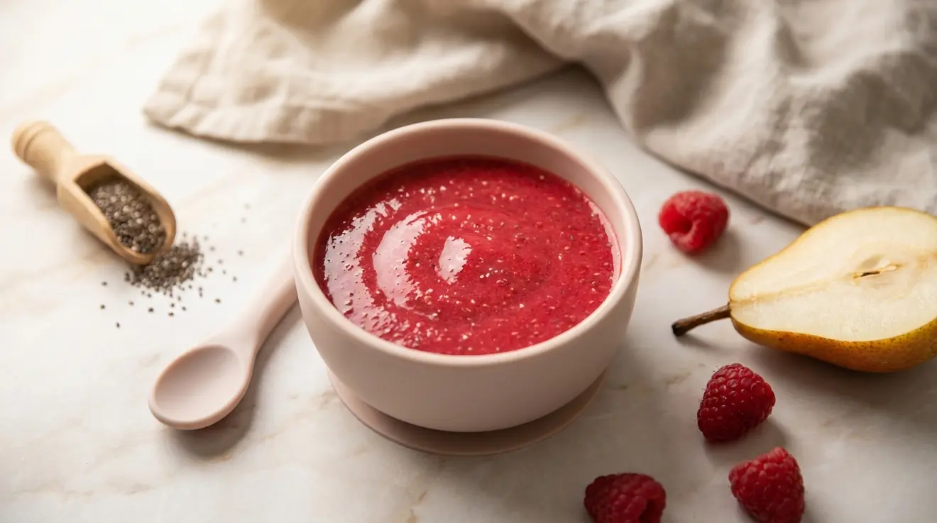 Raspberry, Pear & Chia Puree
